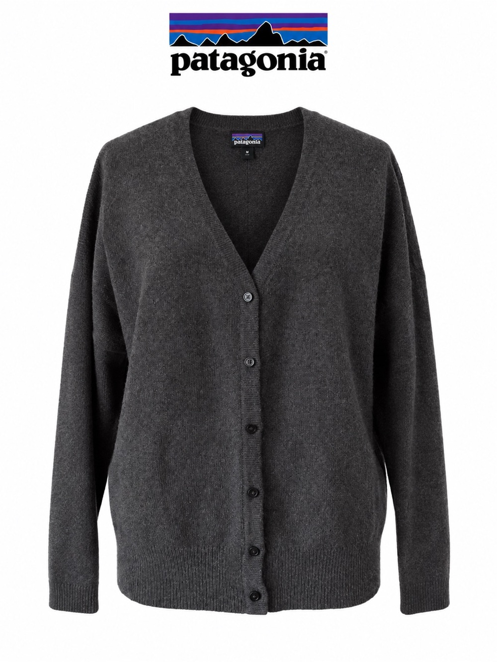 Patagonia Women’s Large Merino Wool Cardigan Charcoal Gray Button Front